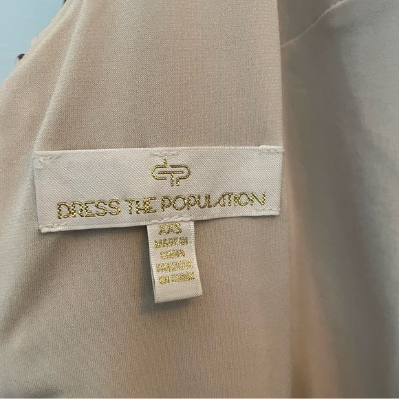 Dress The Population Lola Mini Sequin Stretch Dress in Python Gold size XXS - Picture 4 of 14